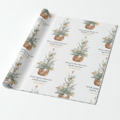 Vintage kerstboom | Fijne vakantie Cadeaupapier (Uitgerold)