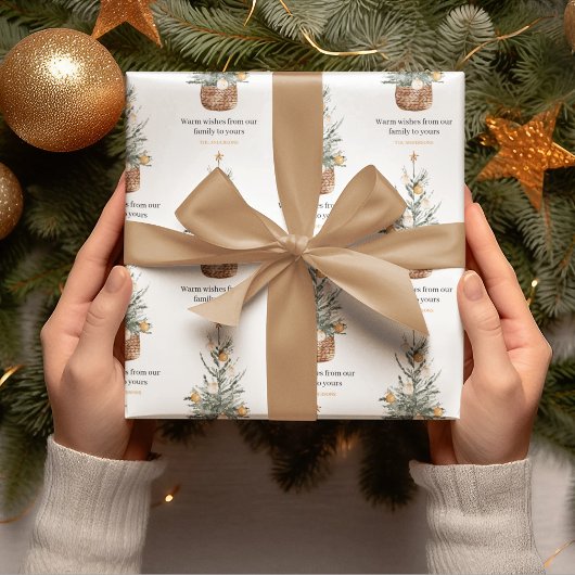 Vintage kerstboom | Fijne vakantie Cadeaupapier