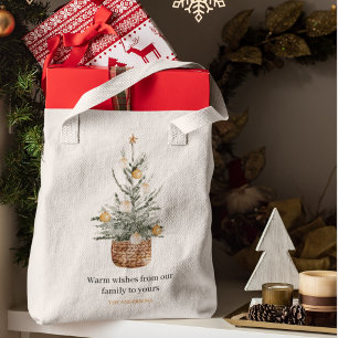 Vintage kerstboom Fijne vakantie Tote Bag