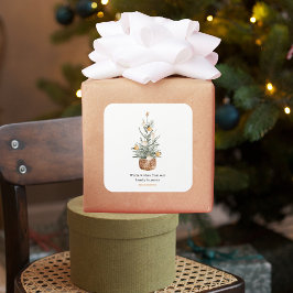 Vintage kerstboom | Fijne vakantie Vierkante Sticker