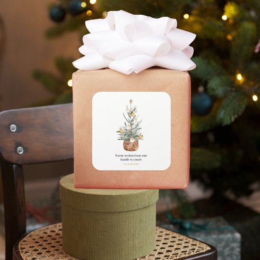 Vintage kerstboom | Fijne vakantie Vierkante Sticker