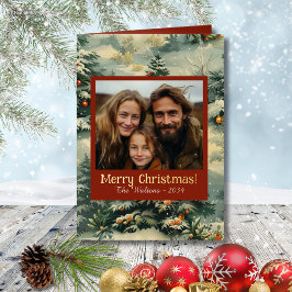 Vintage kerstboom Folie Vrolijke kerstfoto Feestdagenkaart