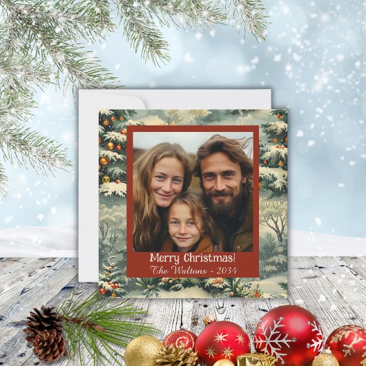 Vintage kerstboom foto kerst Briefkaart