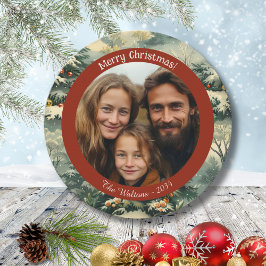 Vintage kerstboom foto kerst feestdagenkaart