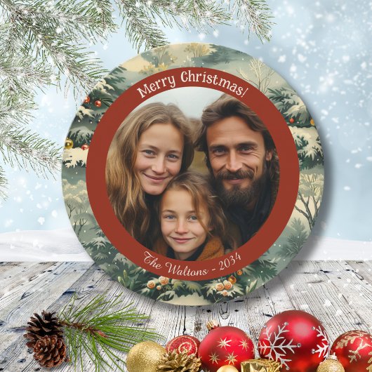 Vintage kerstboom foto kerst feestdagenkaart