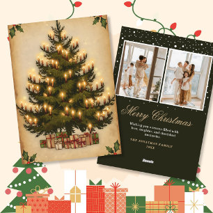 Vintage kerstboom foto vakantie kaarten