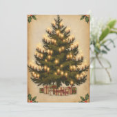 Vintage kerstboom foto vakantie kaarten (Staand voorkant)