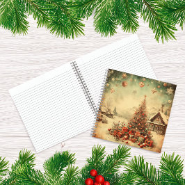 Vintage kerstboom gepersonaliseerde bericht spiraa notitieboek
