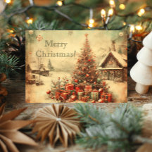 Vintage kerstboom gepersonaliseerde groet