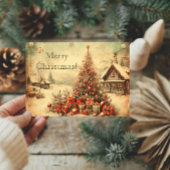 Vintage kerstboom gepersonaliseerde groet kaart