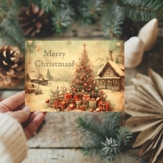 Vintage kerstboom gepersonaliseerde groet kaart