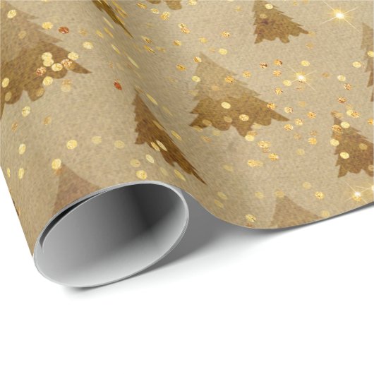 Vintage kerstboom Golden Confetti Cadeaupapier (Rol Hoek)