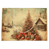 Vintage kerstboom groot cadeauzakje (Voorkant)