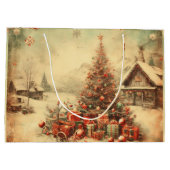 Vintage kerstboom groot cadeauzakje (Achterkant)