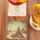 Vintage kerstboom kartonnen onderzetters