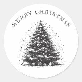 Vintage Kerstboom Kerst Ronde Sticker