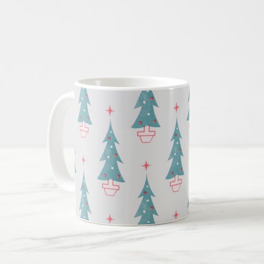 Vintage kerstboom kerstpatroon koffiemok (Voorkant links)