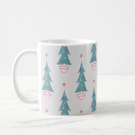 Vintage kerstboom kerstpatroon koffiemok (Links)