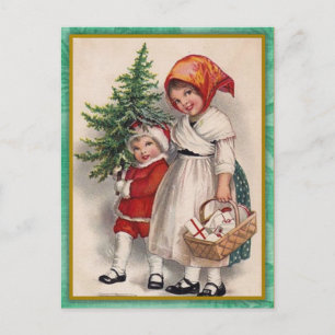 Vintage Kerstboom Kinderen Gift Briefkaart