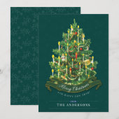 Vintage kerstboom Klassieke groene kaart (Voorkant / Achterkant)
