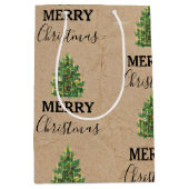 Vintage kerstboom Kraft Festive Xmas Medium Cadeauzakje (Voorkant)