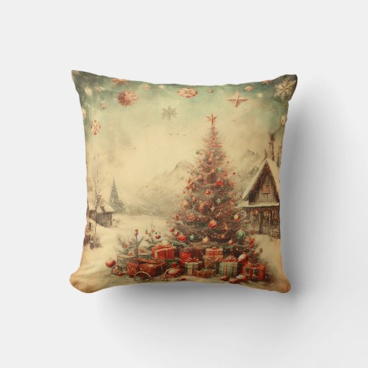 Vintage kerstboom kussen (Voorkant)