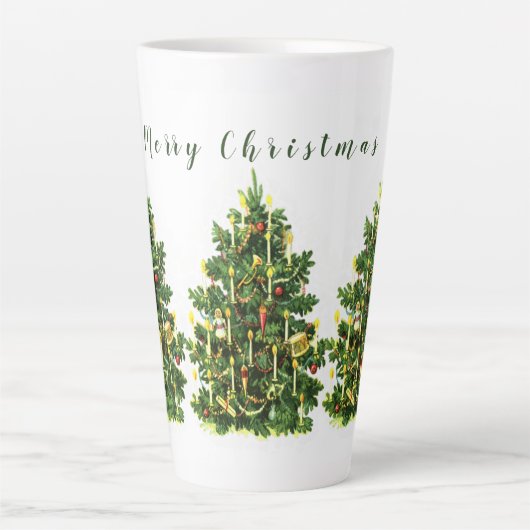 Vintage kerstboom latte mok (Voorkant)