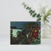 Vintage kerstboom levering west stagecoach feestdagenkaart (Staand voorkant)