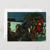 Vintage kerstboom levering west stagecoach feestdagenkaart (Voorkant / Achterkant)