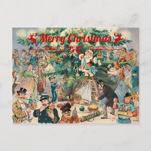 Vintage kerstboom Lithographic Feestdagenkaart (Voorkant)