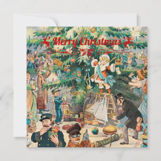 Vintage kerstboom Lithographic Feestdagenkaart (Voorkant)