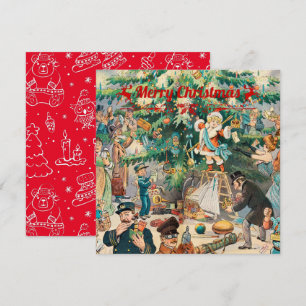 Vintage kerstboom Lithographic Feestdagenkaart
