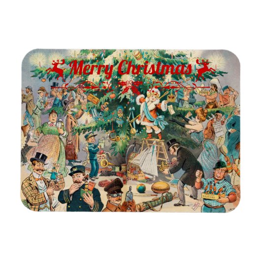 Vintage kerstboom Lithographic Magneet (Horizontaal)