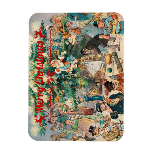 Vintage kerstboom Lithographic Magneet (Verticaal)