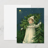 Vintage Kerstboom meisje illustratie kaart (Voorkant / Achterkant)