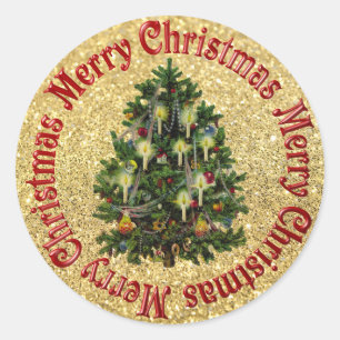 Vintage kerstboom met kaarsen stickers