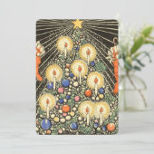 Vintage Kerstboom met kaarsen Uitnodiging (Staand voorkant)