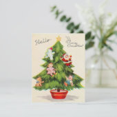 Vintage kerstboom met Ornamenten Feestdagenkaart (Staand voorkant)
