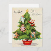 Vintage kerstboom met Ornamenten Feestdagenkaart (Voorkant / Achterkant)