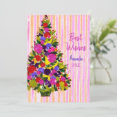 Vintage kerstboom nieuwjaarsgroet feestdagenkaart (Staand voorkant)