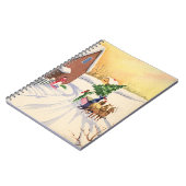 Vintage kerstboom op een sneeuwwinterweg notitieboek (Linkerzijde)