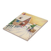 Vintage kerstboom op een sneeuwwinterweg tegeltje (Zijkant)