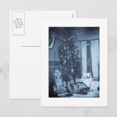 Vintage kerstboom op kerstochtend feestdagenkaart (Voorkant / Achterkant)