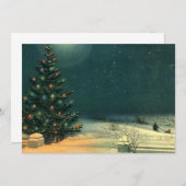 Vintage kerstboom op uitnodiging van nacht (Voorkant / Achterkant)