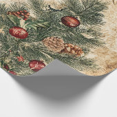 Vintage Kerstboom & Ornament (1) Cadeaupapier (Hoek)