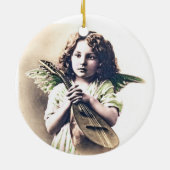 Vintage kerstboom Ornament Angel met Lute (Achterkant)