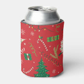 Vintage kerstboom: ornamentaal ontwerp. blikjeskoeler (Blikje Voorkant)