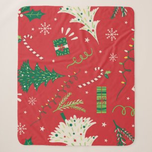 Vintage kerstboom: ornamentaal ontwerp. sherpa deken