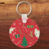 Vintage kerstboom: ornamentaal ontwerp. sleutelhanger (Voorkant)