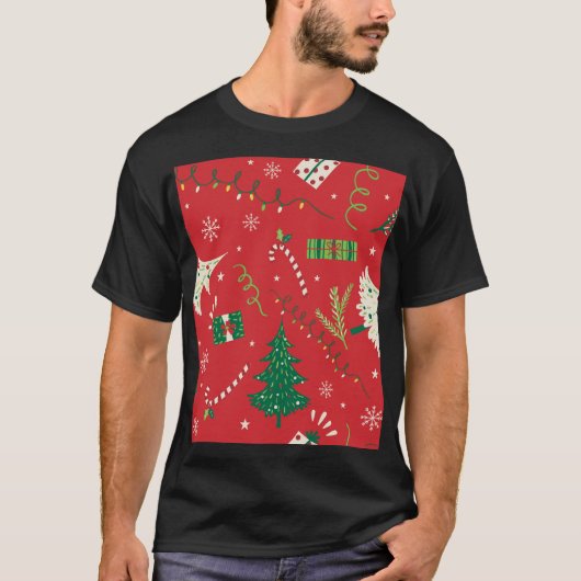 Vintage kerstboom: ornamentaal ontwerp. t-shirt (Voorkant)